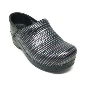 DANSKO Women's Professional Metallic Stripe Clog Black/Silver size EU 37